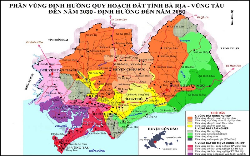 Bản đồ quy hoạch phân vùng định hướng đất Bà Rịa - Vũng Tàu 