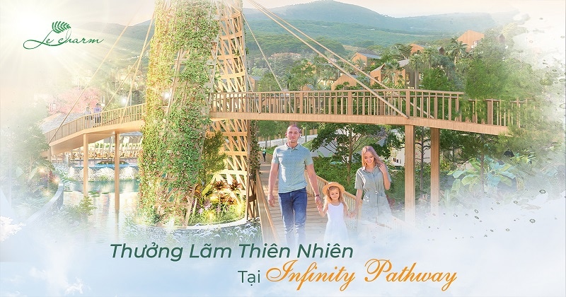 Chiếc cầu gỗ vô cực Infinity Pathway - Biểu tượng của Phân khu Le Charm 